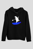 Kürek - Paddle Boarding Baskılı Unisex Siyah Kapüşonlu Sweatshirt