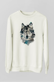Kurt Baskılı Unisex Beyaz  Sweatshirt
