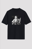 Kurt Cobain Baskılı Unisex Siyah Oversize Tişört