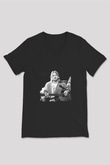 Kurt Cobain Baskılı Unisex Siyah V Yaka Tişört