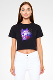 Kurt Siyah  Crop Top Tişört