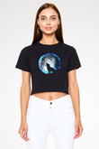 Kurt Siyah  Crop Top Tişört