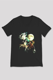 Kurt Siyah Unisex V Yaka Tişört T-Shirt