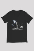 Kurt Siyah Unisex V Yaka Tişört T-Shirt