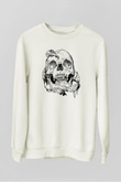 Kurukafa Baskılı Unisex Beyaz  Sweatshirt