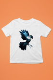 Kuş Baskılı Beyaz Unisex Çocuk Tişört