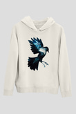 Kuş Beyaz Unisex Kapşonlu Sweatshirt