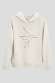 Kuş Beyaz Unisex Kapüşonlu Sweatshirt
