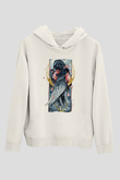Kuş Beyaz Unisex Kapüşonlu Sweatshirt