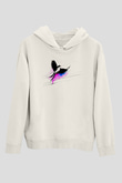 Kuş Beyaz Unisex Kapüşonlu Sweatshirt