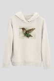 Kuş Beyaz Unisex Kapüşonlu Sweatshirt