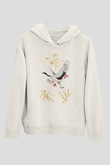 Kuş Beyaz Unisex Kapüşonlu Sweatshirt