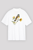 Kuş Beyaz Unisex Oversize Tişört T-Shirt