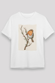 Kuş Beyaz Unisex Tişört T-Shirt - TişörtFabrikası