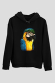 Kuş Siyah Unisex Hoodie