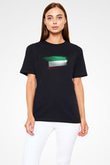 Kuveyt - Kuwait Bayrağı Baskılı Unisex Siyah Tişört