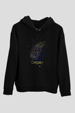 Kuyruklu Yıldız Baskılı Unisex Siyah Hoodie