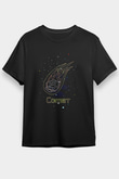 Kuyruklu Yıldız Baskılı Unisex Siyah Tişört - Tshirt