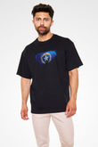 Kuzey Mariana Adaları - Northern Mariana Islands Bayrağı Baskılı Unisex Siyah Oversize Tişört