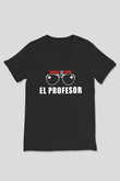 La casa de papel Siyah Unisex V Yaka Tişört T-Shirt