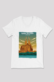 La Sagrada Familia Beyaz Unisex V Yaka Tişört