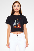 La Sagrada Familia Siyah  Crop Top Tişört