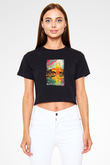 La Sagrada Familia Siyah Crop Top Tişört