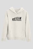 Laborant Evrimi Baskılı Unisex Ekru Hoodie