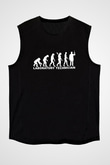 Laborant Evrimi Baskılı Unisex Kolsuz Siyah Tişört - Tshirt