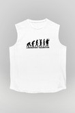 Laborant Evrimi Baskılı Unisex Kolsuz Beyaz Tişört - Tshirt