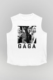 Lady Gaga Beyaz Unisex Kolsuz Tişört