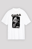 Lady Gaga Beyaz Unisex Oversize Tişört T-Shirt