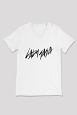 Lady Gaga Beyaz Unisex V Yaka Tişört T-Shirt