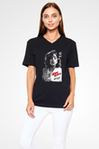 Lady Gaga Siyah Unisex V Yaka Tişört T-Shirt