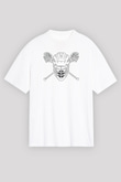 Lakros Baskılı Unisex Beyaz Oversize Tişört - Tshirt
