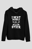 Lakros Baskılı Unisex Siyah Hoodie