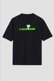 Lakros Baskılı Unisex Siyah Oversize Tişört