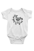 Lama Baskılı Beyaz Unisex Bebek Body - Zıbın