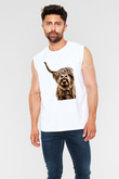 Lama Baskılı Unisex Beyaz  Kolsuz Tişört