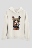 Lama Beyaz Unisex Kapşonlu Sweatshirt
