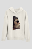 Lan Brown Baskılı Beyaz Unisex Kapüşonlu Sweatshirt