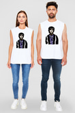 Lan Brown Baskılı Beyaz Unisex Kolsuz Tişört - Tshirt