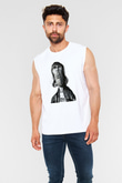 Lan Brown Baskılı Beyaz Unisex Kolsuz Tişört - Tshirt