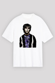 Lan Brown Baskılı Beyaz Unisex Oversize Tişört - Tshirt