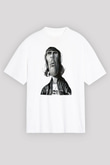 Lan Brown Baskılı Beyaz Unisex Oversize Tişört - Tshirt