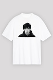 Lan Brown Baskılı Beyaz Unisex Oversize Tişört - Tshirt