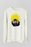 Lan Brown Baskılı Beyaz Unisex Sweatshirt