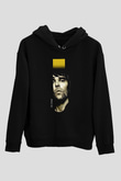 Lan Brown Baskılı Unisex Siyah Kapüşonlu Sweatshirt