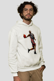 Lebron James Baskılı Beyaz Unisex Kapüşonlu Sweatshirt