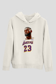 Lebron James Baskılı Beyaz Unisex Kapüşonlu Sweatshirt